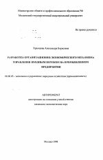 Разработка организационно-экономического механизма управления входным потоком на промышленном предприятии - тема автореферата по экономике, скачайте бесплатно автореферат диссертации в экономической библиотеке