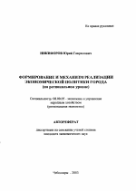 Формирование и механизм реализации экономической политики города - тема автореферата по экономике, скачайте бесплатно автореферат диссертации в экономической библиотеке