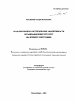 Моделирование и исследование эффективности организационных структур - тема автореферата по экономике, скачайте бесплатно автореферат диссертации в экономической библиотеке