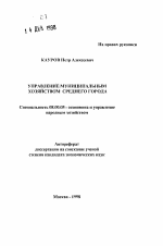 Управление муниципальным хозяйством среднего города - тема автореферата по экономике, скачайте бесплатно автореферат диссертации в экономической библиотеке