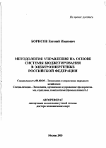 Методология управления на основе системы бюджетирования в электроэнергетике Российской Федерации - тема автореферата по экономике, скачайте бесплатно автореферат диссертации в экономической библиотеке