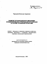 Развитие организационного механизма функционирования строительной организации на основе управления проектами - тема автореферата по экономике, скачайте бесплатно автореферат диссертации в экономической библиотеке