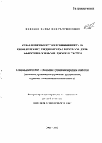 Управление процессом реинжиниринга на промышленных предприятиях с использованием эффективных информационных систем - тема автореферата по экономике, скачайте бесплатно автореферат диссертации в экономической библиотеке