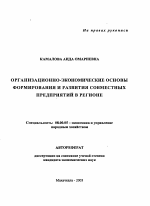 Организационно-экономические основы формирования и развития совместных предприятий в регионе - тема автореферата по экономике, скачайте бесплатно автореферат диссертации в экономической библиотеке