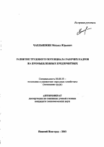 Развитие трудового потенциала рабочих кадров на промышленных предприятиях - тема автореферата по экономике, скачайте бесплатно автореферат диссертации в экономической библиотеке