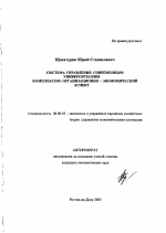 Система управления современным университетским комплексом: организационно-экономический аспект - тема автореферата по экономике, скачайте бесплатно автореферат диссертации в экономической библиотеке