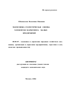 Экономико-статистическая оценка элементов маркетинга малых предприятий - тема автореферата по экономике, скачайте бесплатно автореферат диссертации в экономической библиотеке