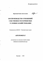 Воспроизводство отношений собственности в кризисных условиях хозяйствования - тема автореферата по экономике, скачайте бесплатно автореферат диссертации в экономической библиотеке