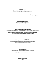 Методы обеспечения экономической безопасности организации путем минимизации налоговых рисков - тема автореферата по экономике, скачайте бесплатно автореферат диссертации в экономической библиотеке