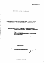 Информационное моделирование в управлении современными экономическими системами - тема автореферата по экономике, скачайте бесплатно автореферат диссертации в экономической библиотеке