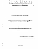 Инновационное предпринимательство как инструмент структурных изменений в экономике России - тема диссертации по экономике, скачайте бесплатно в экономической библиотеке