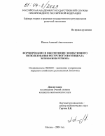 Формирование и обеспечение эффективного использования ресурсного потенциала экономики региона - тема диссертации по экономике, скачайте бесплатно в экономической библиотеке