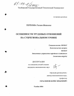 Особенности трудовых отношений на субрегиональном уровне - тема диссертации по экономике, скачайте бесплатно в экономической библиотеке