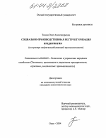 Социально-производственная реструктуризация предприятия - тема диссертации по экономике, скачайте бесплатно в экономической библиотеке