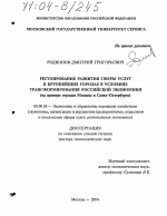 Регулирование развития сферы услуг в крупнейших городах в условиях трансформирования российской экономики - тема диссертации по экономике, скачайте бесплатно в экономической библиотеке