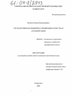 Государственная поддержка предпринимательства в аграрной сфере - тема диссертации по экономике, скачайте бесплатно в экономической библиотеке
