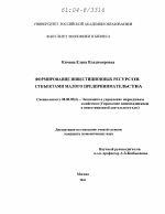 Формирование инвестиционных ресурсов субъектами малого предпринимательства - тема диссертации по экономике, скачайте бесплатно в экономической библиотеке