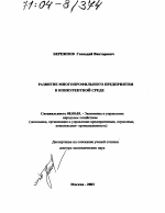 Развитие многопрофильного предприятия в конкурентной среде - тема диссертации по экономике, скачайте бесплатно в экономической библиотеке