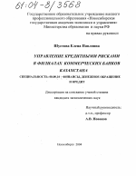 Управление кредитными рисками в филиалах коммерческих банков Казахстана - тема диссертации по экономике, скачайте бесплатно в экономической библиотеке