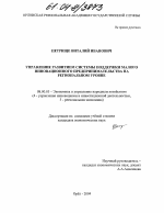 Управление развитием системы поддержки малого инновационного предпринимательства на региональном уровне - тема диссертации по экономике, скачайте бесплатно в экономической библиотеке
