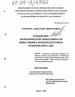 Повышение экономической эффективности инвестиций в зернопродуктовом подкомплексе АПК - тема диссертации по экономике, скачайте бесплатно в экономической библиотеке