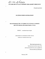 Воспроизводство трудовых ресурсов в условиях институционализации рынка труда - тема диссертации по экономике, скачайте бесплатно в экономической библиотеке