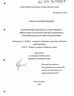 Формирование системы государственного финансового контроля в процессе рыночного реформирования российской экономики - тема диссертации по экономике, скачайте бесплатно в экономической библиотеке