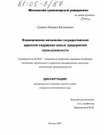 Формирование механизма государственной адресной поддержки малых предприятий промышленности - тема диссертации по экономике, скачайте бесплатно в экономической библиотеке
