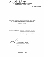 Организационно-экономический механизм реализации инвестиционной политики предприятия - тема диссертации по экономике, скачайте бесплатно в экономической библиотеке