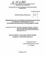 Предпринимательство как фактор развития рынка труда и устойчивого экономического роста - тема диссертации по экономике, скачайте бесплатно в экономической библиотеке