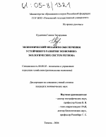 Экономический механизм обеспечения устойчивого развития экономико-экологических систем региона - тема диссертации по экономике, скачайте бесплатно в экономической библиотеке