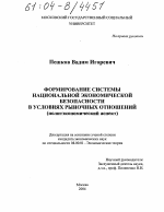 Формирование системы национальной экономической безопасности в условиях рыночных отношений - тема диссертации по экономике, скачайте бесплатно в экономической библиотеке