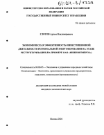 Экономическая эффективность инвестиционной деятельности региональной энергокомпании на этапе реструктуризации - тема диссертации по экономике, скачайте бесплатно в экономической библиотеке