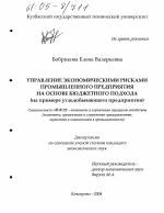 Управление экономическими рисками промышленного предприятия на основе бюджетного подхода - тема диссертации по экономике, скачайте бесплатно в экономической библиотеке