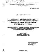 Концептуальные подходы к стратегии устойчивого развития топливно-энергетического комплекса региона - тема диссертации по экономике, скачайте бесплатно в экономической библиотеке