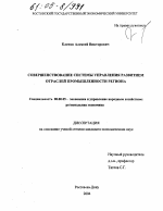 Совершенствование системы управления развитием отраслей промышленности региона - тема диссертации по экономике, скачайте бесплатно в экономической библиотеке