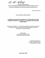 Совершенствование оценки и страхования рисков хозяйствующего субъекта в условиях переходной экономики - тема диссертации по экономике, скачайте бесплатно в экономической библиотеке