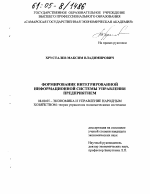 Формирование интегрированной информационной системы управления предприятием - тема диссертации по экономике, скачайте бесплатно в экономической библиотеке