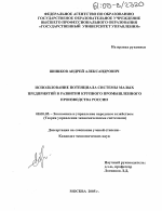 Использование потенциала системы малых предприятий в развитии российского крупного промышленного производства - тема диссертации по экономике, скачайте бесплатно в экономической библиотеке