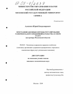 Программно-целевые методы регулирования развития малого предпринимательства в сфере услуг - тема диссертации по экономике, скачайте бесплатно в экономической библиотеке
