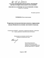 Теоретико-методологические аспекты управления малым бизнесом на основе системного подхода - тема диссертации по экономике, скачайте бесплатно в экономической библиотеке