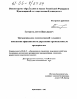 Организационно-экономический механизм повышения эффективности управления промышленным предприятием - тема диссертации по экономике, скачайте бесплатно в экономической библиотеке