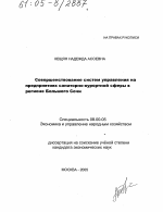 Совершенствование систем управления на предприятиях санаторно-курортной сферы в регионе Большого Сочи - тема диссертации по экономике, скачайте бесплатно в экономической библиотеке