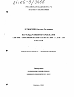 Негосударственное образование как фактор формирования человеческого капитала в России - тема диссертации по экономике, скачайте бесплатно в экономической библиотеке