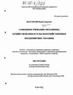 Совершенствование механизма хозяйствования в сельскохозяйственных предприятиях Украины - тема диссертации по экономике, скачайте бесплатно в экономической библиотеке