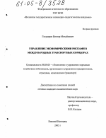 Управление экономическими рисками в международных транспортных коридорах - тема диссертации по экономике, скачайте бесплатно в экономической библиотеке