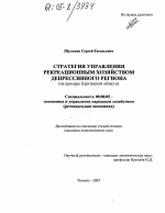Стратегия управления рекреационным хозяйством депрессивного региона - тема диссертации по экономике, скачайте бесплатно в экономической библиотеке