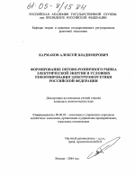 Формирование оптово-розничного рынка электрической энергии в условиях реформирования электроэнергетики Российской Федерации - тема диссертации по экономике, скачайте бесплатно в экономической библиотеке