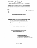 Формирование организационных структур управления интегрированными предприятиями в промышленности - тема диссертации по экономике, скачайте бесплатно в экономической библиотеке