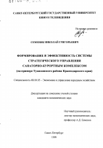 Формирование и эффективность системы стратегического управления санаторно-курортным комплексом - тема диссертации по экономике, скачайте бесплатно в экономической библиотеке